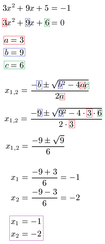 Nullstellen quadratische Funktion / Gleichung mit ABC-Formel Beispiel 2