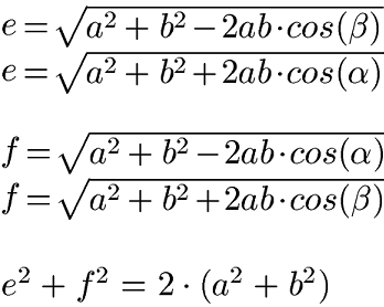 Parallelogramm Formel für Diagonale