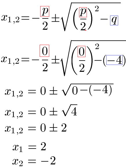 PQ-Formel ohne p Beispiel 1 Teil 2