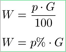 Prozentrechnung Prozentwert Formeln mit Variablen