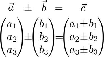 Vektor Raum: Addition und Subtraktion Formel