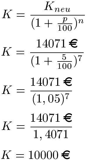 Zinseszins Beispiel 2 Anfangskapital berechnen