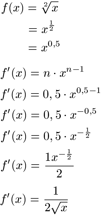 Ableitung Wurzel Beispiel 1 Lösung