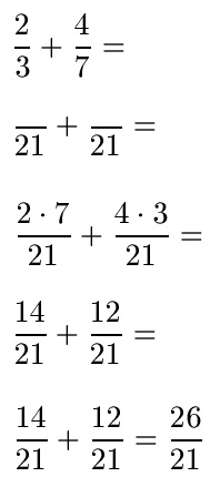 Addition von Brüchen Beispiel 4