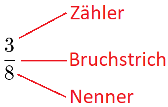 Zähler, Bruchstrich und Nenner