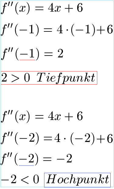 Extrempunkt und Extremstelle Tiefpunkt und Hochpunkt