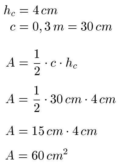 Fläche Dreieck Höhe Beispiel 2 Lösung