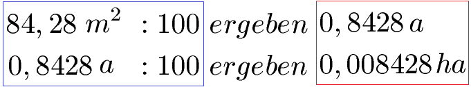 Flächeneinheiten umrechnen Beispiel 2