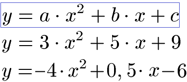 Quadratische Funktion Allgemein und Beispiele