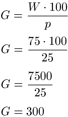 Grundwert Beispiel 1 Prozentrechnung zweite Formel