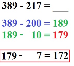 Halbschriftliche Subtraktion Beispiel 2