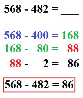 Halbschriftliche Subtraktion Beispiel 3