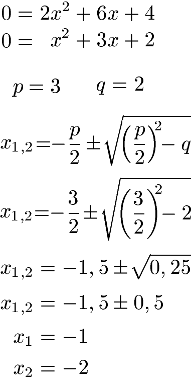 Hochpunkt / Tiefpunkt Beispiel Lösung erste Ableitung PQ-Formel