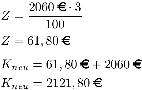 Jahreszinsen Beispiel 2b