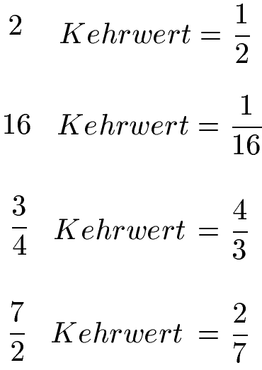 Kehrwert einfache Beispiele