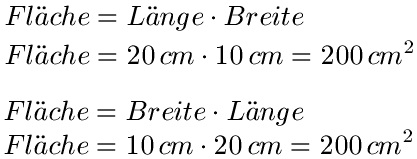 Kommutativgesetz Beispiel 3 Fläche