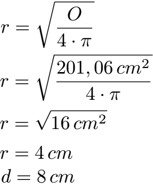 Kugel Radius und Durchmesser Beispiel 1