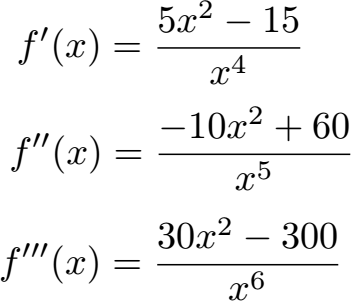 Kurvendiskussion Beispiel 1 drei Ableitungen