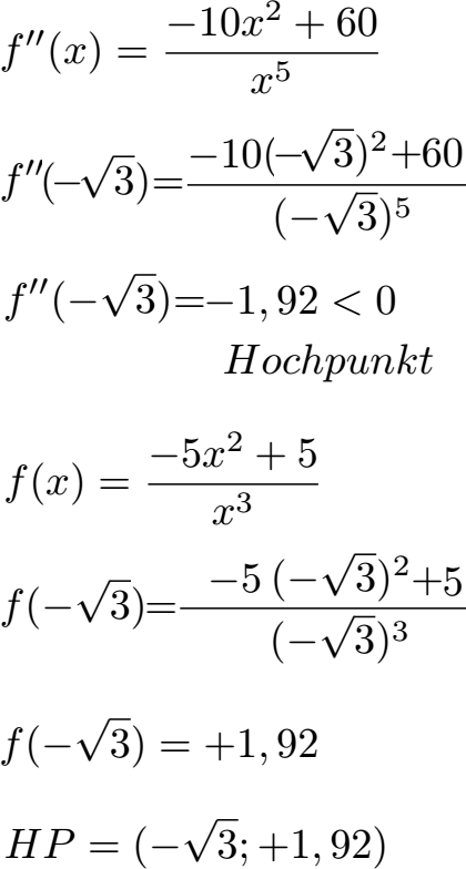 Kurvendiskussion Beispiel 1 Extrempunkt Minus Wurzel 3