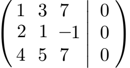 Lineare Abhängigkeit 3 Vektoren Beispiel 1 Lösung LGS Teil 2