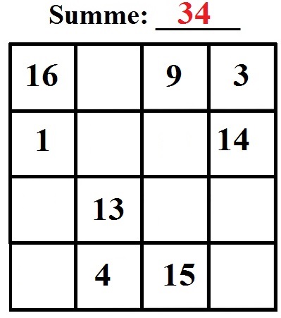 Magisches Quadrat 4x4 Beispiel 1 Grafik 1