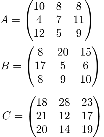 Matrizen subtrahieren Beispiel 2