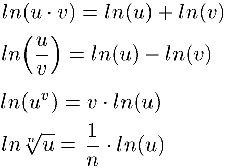 Natürlicher Logarithmus Regeln / Gesetze