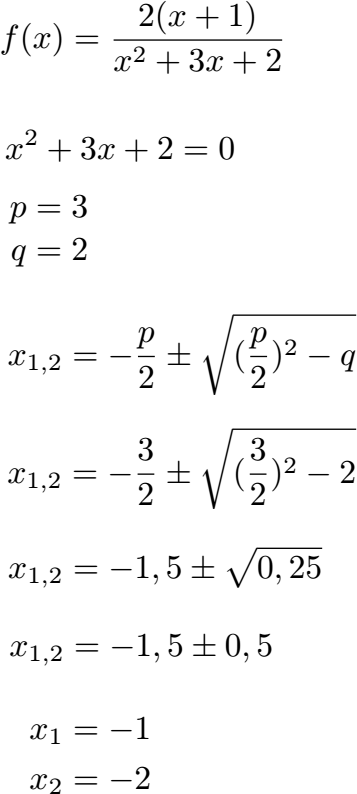 Pole / Polstellen Beispiel 2 Lösung Teil 1 mit PQ-Formel