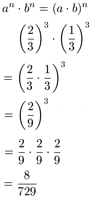 Potenzen multiplizieren Beispiel 2 mit Brüchen