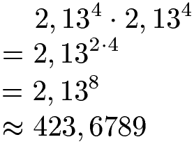 Potenzen multiplizieren mit gleicher Basis und gleichem Exponenten, mit Zahlen