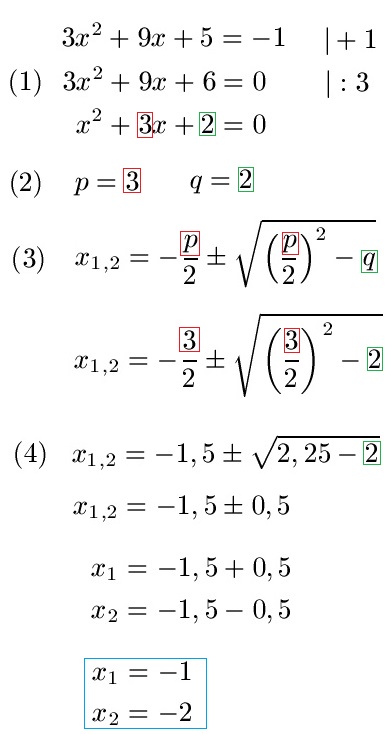 PQ-Formel Beispiel 1