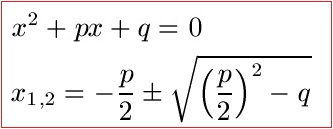 PQ-Formel Lösungsformel