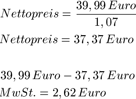 Brutto zu Netto Beispiel 3 mit 7 Prozent.