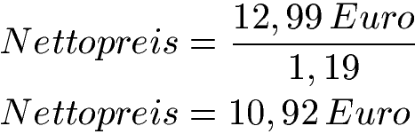 Brutto Netto 19 Prozent Mwst. Beispiel 2