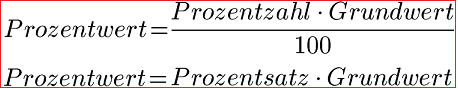 Prozentrechnung Formeln Prozentwert in Worte