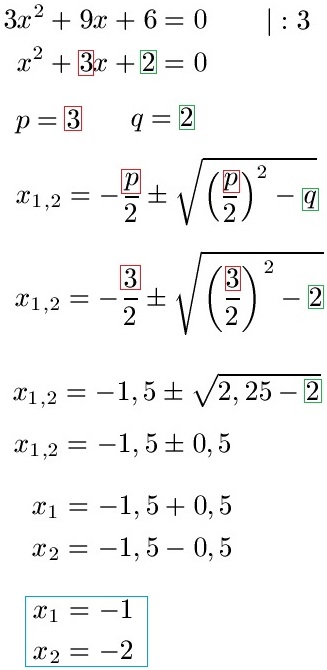 Quadratische Ergänzung Beispiel 1 PQ-Formel Nullstelle