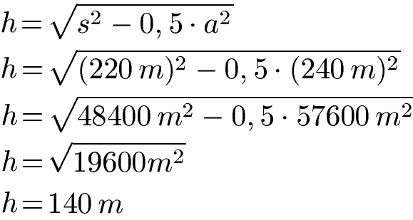 Quadratische Pyramide Beispiel 1 Höhe