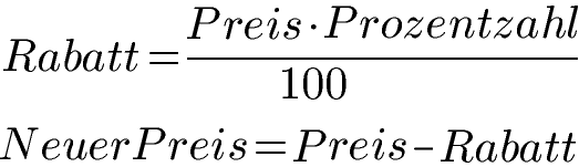 Rabatt berechnen Formel