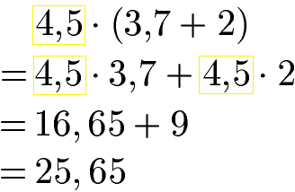 Rationale Zahlen: Distributivgesetz mit Dezimalzahlen