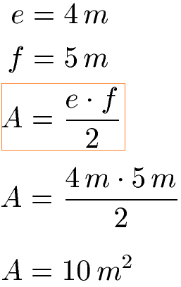 Raute Flächeninhalt mit Diagonalen: Formel und Beispiel