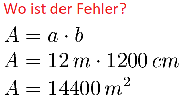 Rechteck Fläche Beispiel 3 Fehler finden