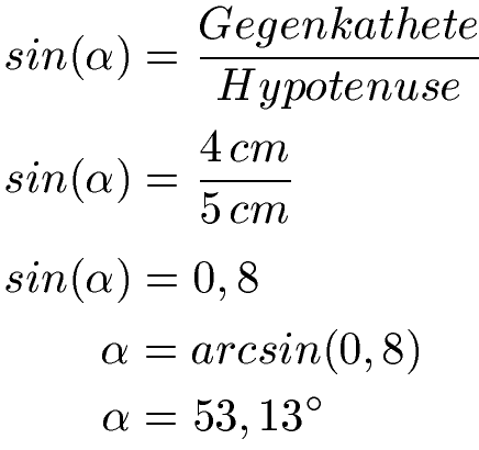 Rechtwinkliges Dreieck Beispiel 1 Winkel Alpha Sinus