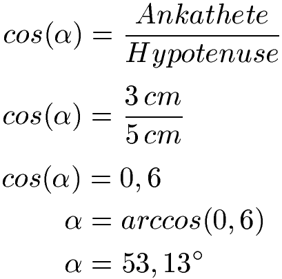 Rechtwinkliges Dreieck Beispiel 1 Lösung Kosinus