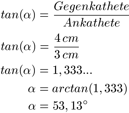 Rechtwinkliges Dreieck Beispiel 1 Tangens