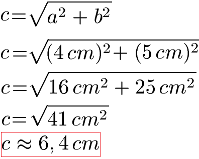 Satzgruppe des Pythagoras Beispiel 1 Lösung c