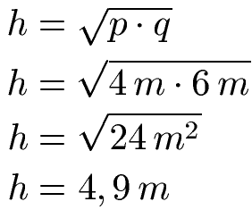 Satzgruppe des Pythagoras Beispiel 2 Lösung Höhensatz