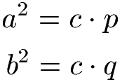 Satzgruppe des Pythagoras Formeln Kathetensatz