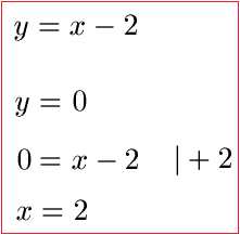 Schnittpunkt x-Achse Beispiel 1 lineare Gleichung / Funktion