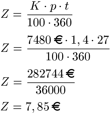 Tageszinsen Beispiel 1