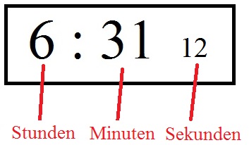 Uhr lesen lernen: Digitale Uhr mit Sekunden